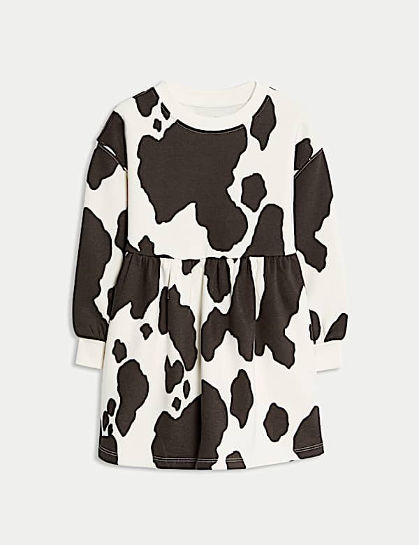 Cotton Rich Cow Print Swing Dress (2-8 Yrs) - NZ