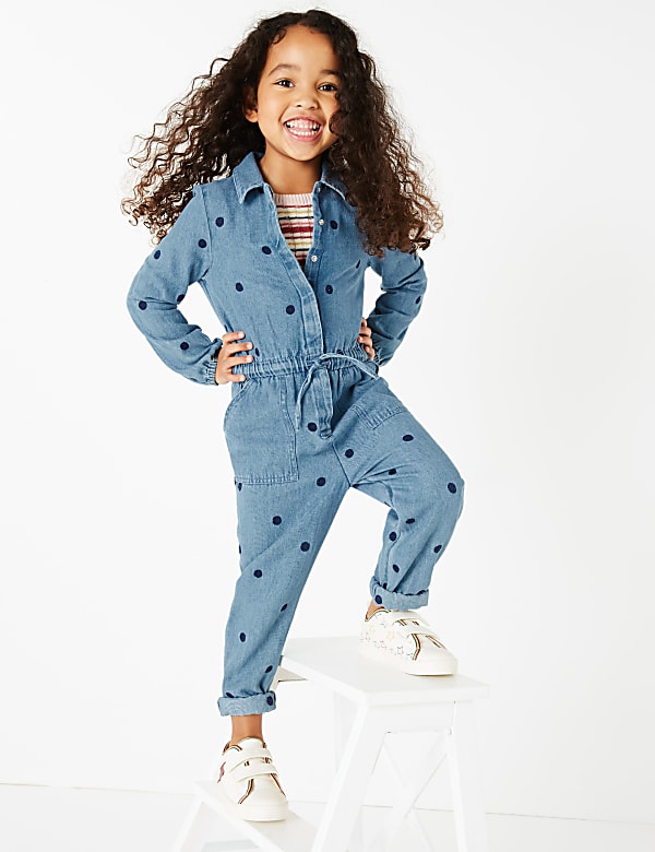 Embroidered Chambray Boilersuit (2-7 Years)