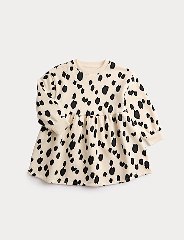 Cotton Rich Dalmatian Print Sweatshirt Dress (2-8 Years) - JP