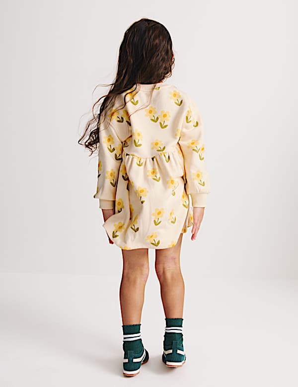 Sweatshirt-Kleid mit hohem Baumwollanteil und Blumenmuster (2&ndash;8 J.) - AT