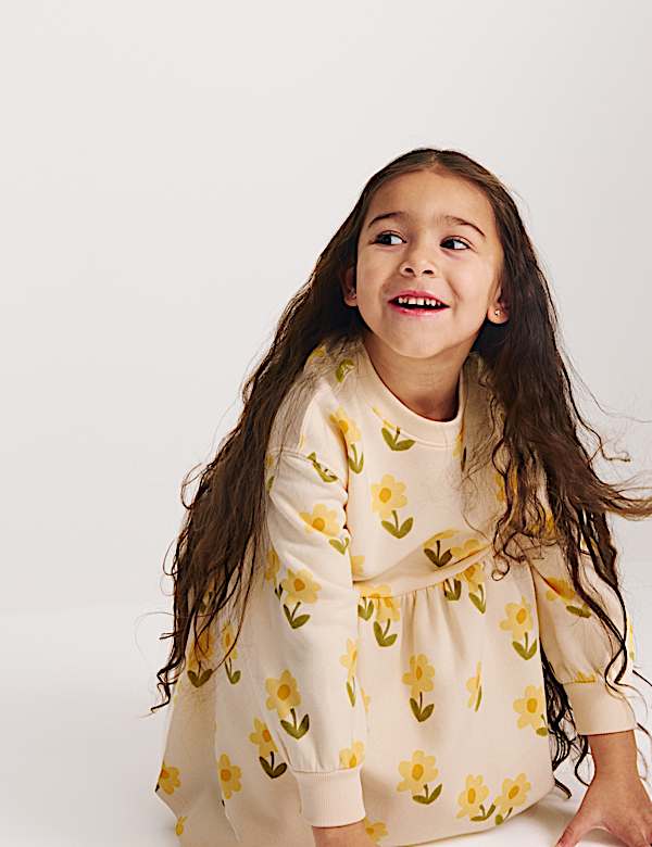 Sweatshirt-Kleid mit hohem Baumwollanteil und Blumenmuster (2&ndash;8 J.) - AT