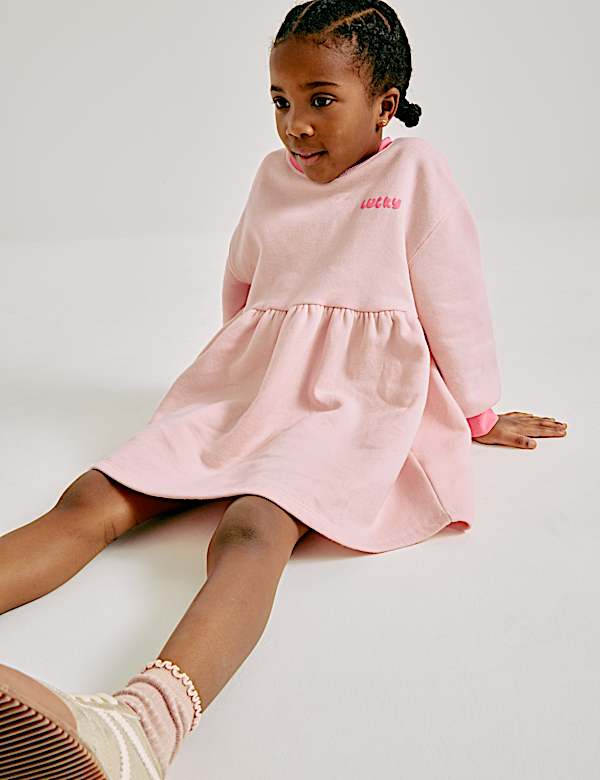 Sweater-Kleid mit hohem Baumwollanteil und Schriftzug (2&ndash;8 J.) - AT