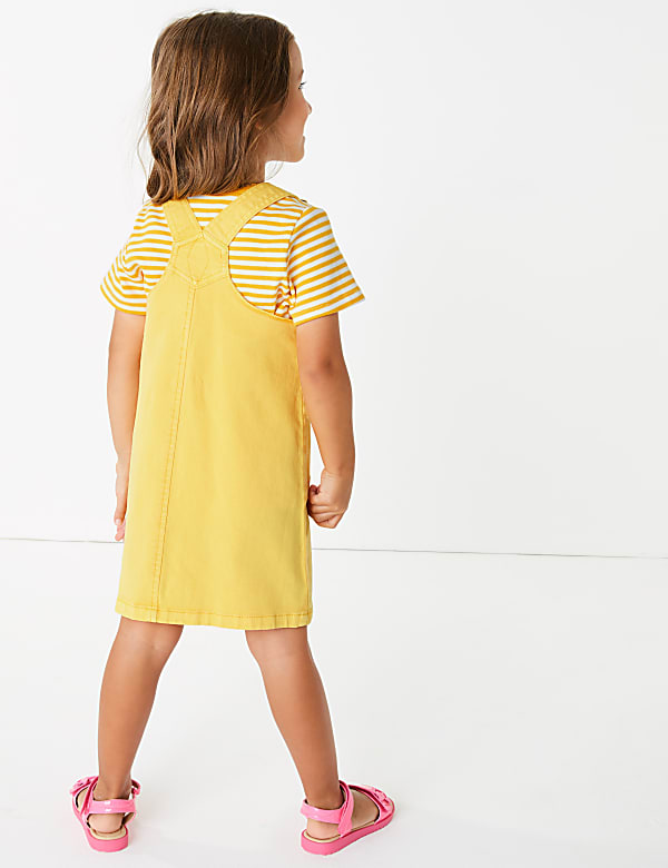Cotton Pinny Dress & T-Shirt Outfit Set (2-7 Yrs)