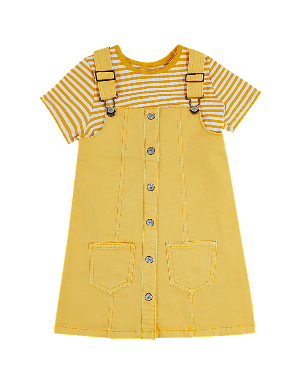 Cotton Pinny Dress & T-Shirt Outfit Set (2-7 Yrs)