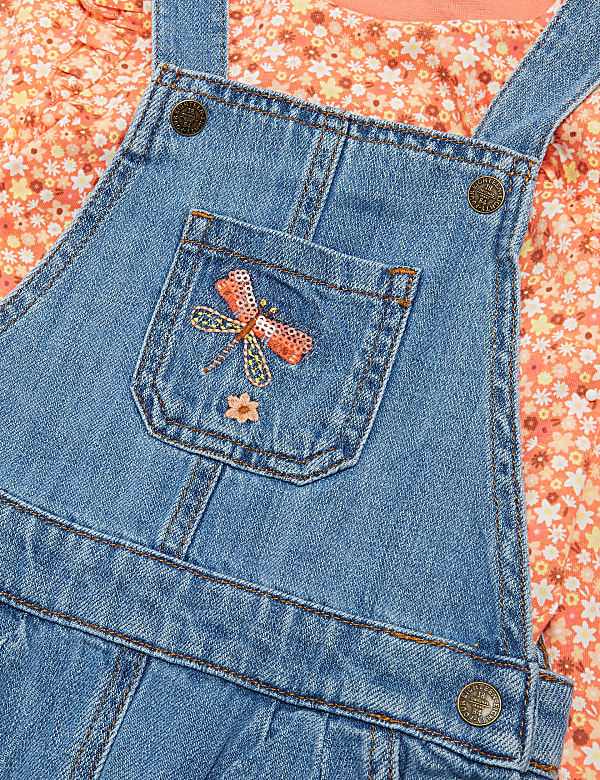 Denim Dungaree Floral Outfit (2-7 Yrs)