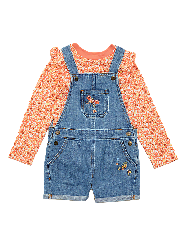 Denim Dungaree Floral Outfit (2-7 Yrs)