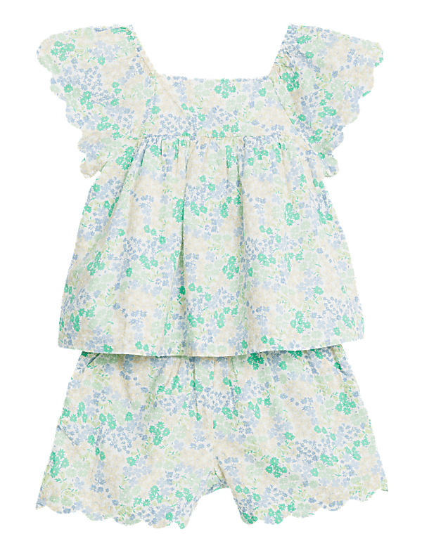 2pc Pure Cotton Floral Top & Bottom Outfit (2-8 Yrs)