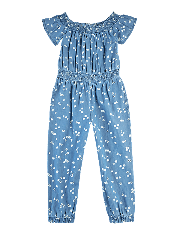 Chambray Daisy Print Jumpsuit (2-7 Yrs)