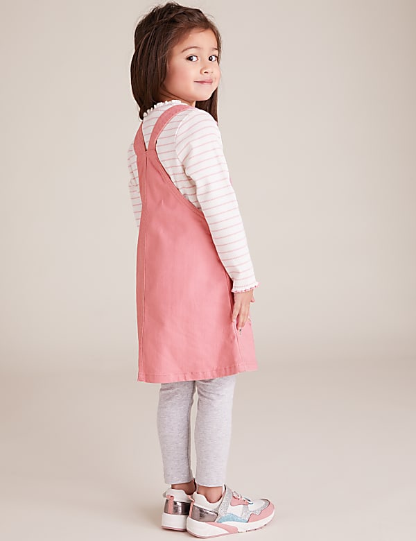 2pc Cotton Floral Embroidered Pinafore (2-7 Yrs)