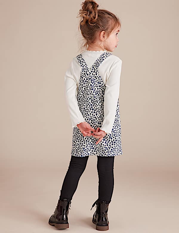 2 Piece Cotton Leopard Pinafore Outfit (2-7 Yrs)