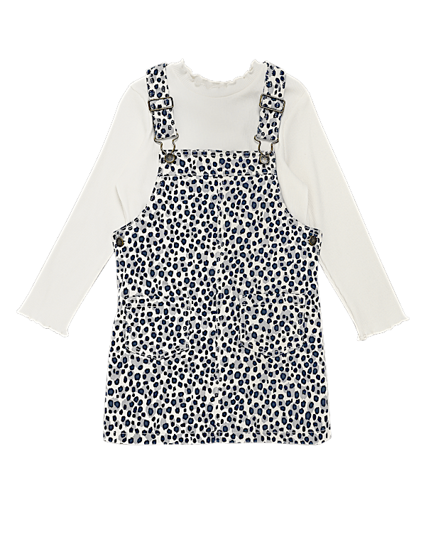 2 Piece Cotton Leopard Pinafore Outfit (2-7 Yrs)