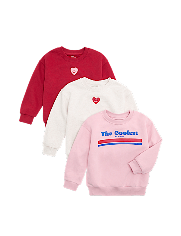 3 Pack Cotton Rich Heart Sweatshirts (2-8 Yrs)