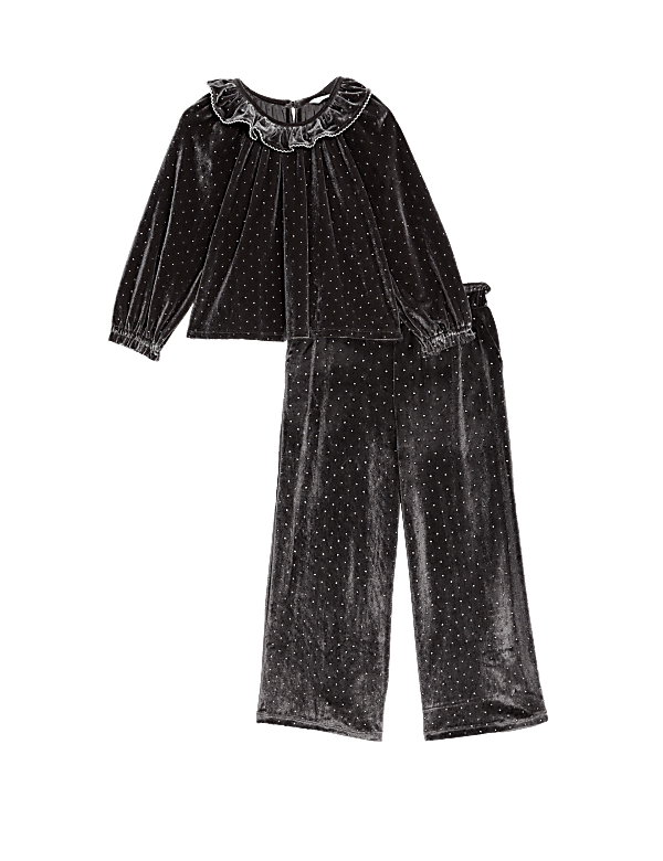 2pc Velvet Glitter Top & Bottom Outfit (2-8 Yrs)