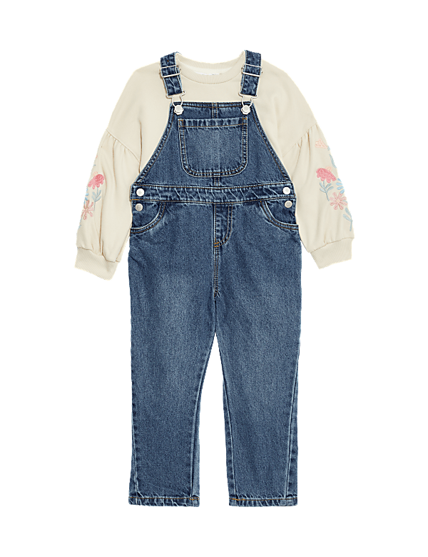 2pc Denim Dungaree and Sweatshirt Outfit (2-8 Yrs)