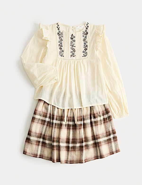 2-teiliges Outfit aus kariertem Rock und Bluse (18 Monate&ndash;8 Jahre) - DE