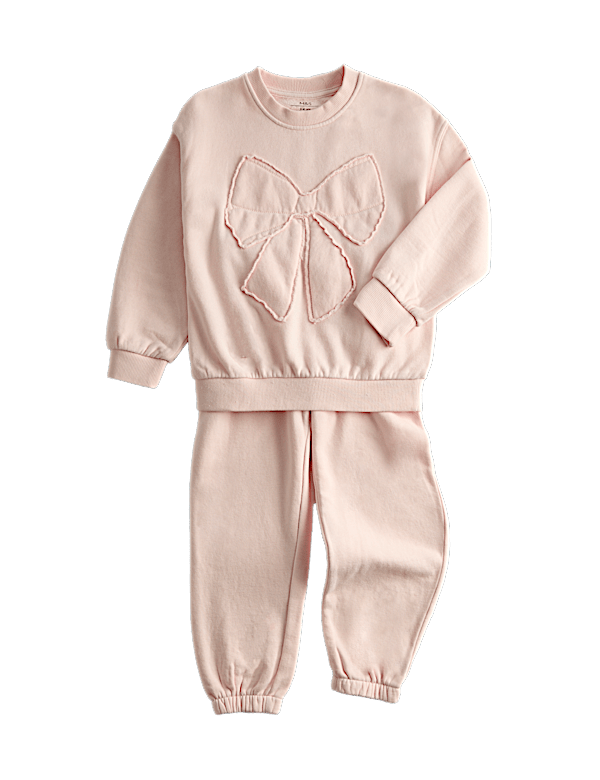 2pc Cotton Rich Bow Sweat Outfit (2-8 Yrs)