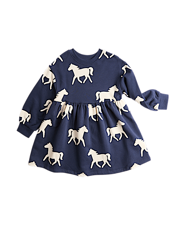 Cotton Rich Horse Sweat Dress (2-8 Yrs)