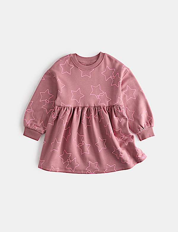 Cotton Rich Star Sweatshirt Dress (2-8 Yrs)