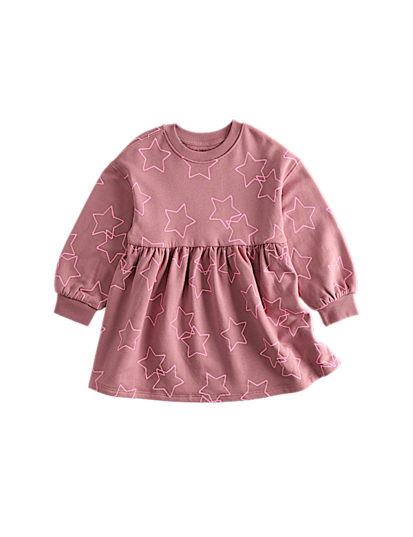 Cotton Rich Star Sweatshirt Dress (2-8 Yrs)