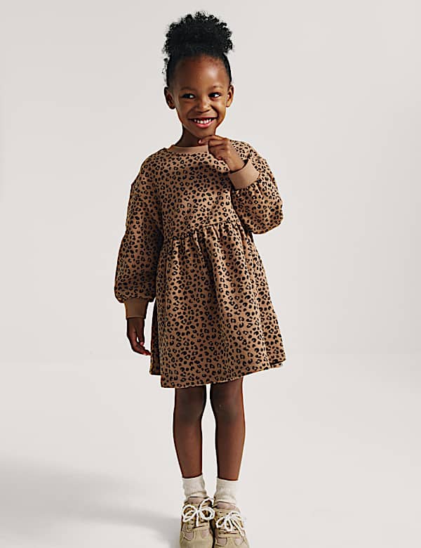 Cotton Rich Leopard Print Sweatdress (2-8 Yrs)