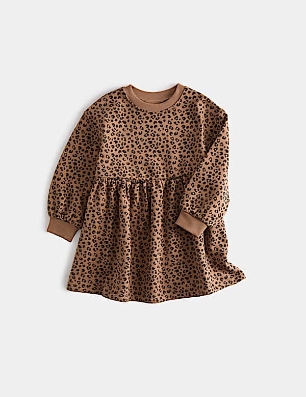 Robe pull en coton &agrave; imprim&eacute; l&eacute;opard (du 2 au 8 ans) - CH