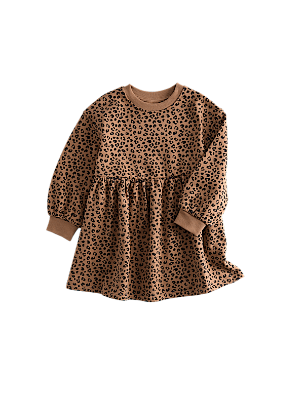 Cotton Rich Leopard Print Sweatdress (2-8 Yrs)