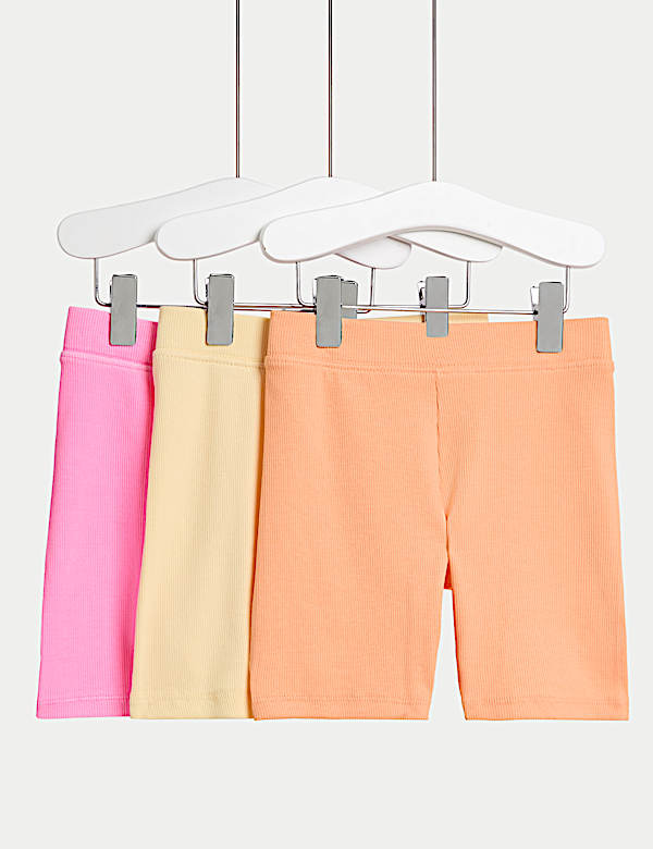 3pk Cotton Rich Cycling Shorts (2-8 Yrs) - GR