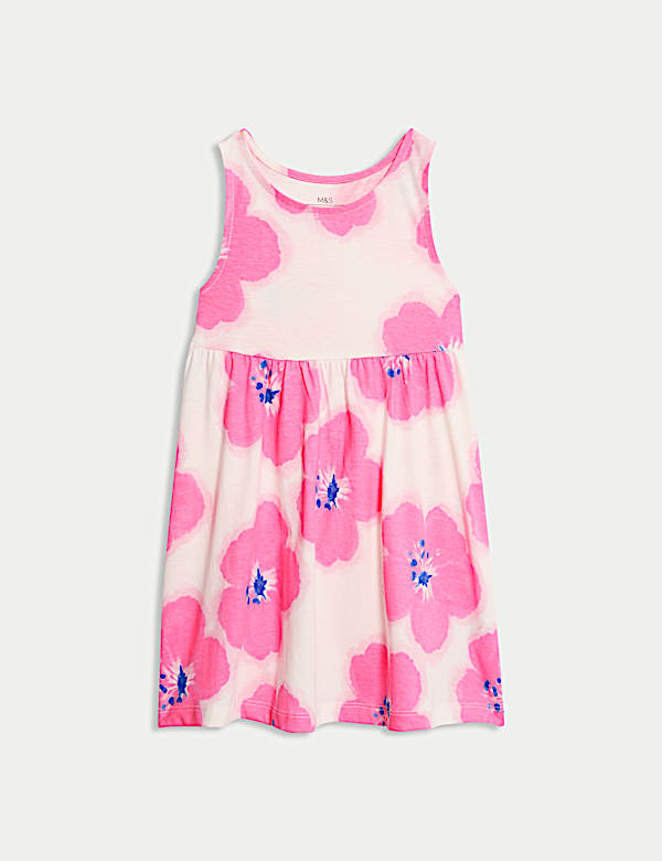 Φόρεμα με print ιβίσκο από 100% βαμβάκι (2-8 ετών) - GR