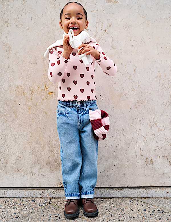 Lot de 3 tops en coton &agrave; motif c&oelig;urs (du 2 au 10 ans) - LU