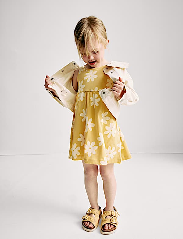 Pure Cotton Floral Print Dress (2-8 Yrs) - GR