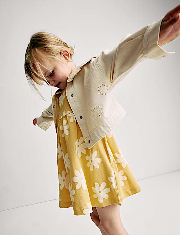 Pure Cotton Floral Print Dress (2-8 Yrs) - GR