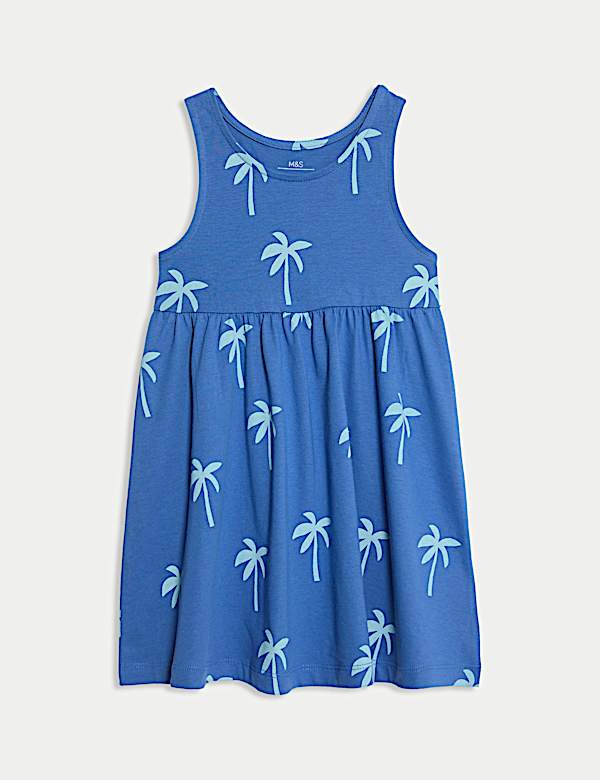 Pure Cotton Palm Tree Dress (2-8 Yrs) - GR