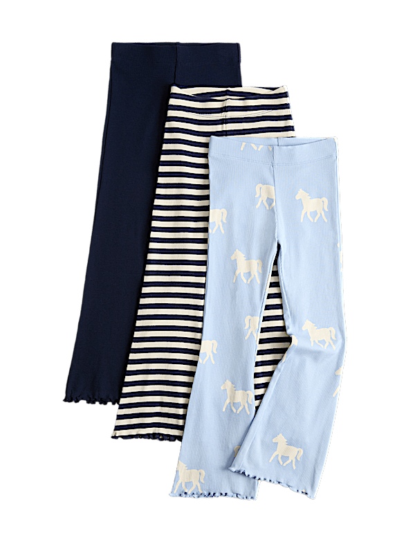 3 Pack Cotton Rich Horse Kickflare Leggings (2-10 Yrs)