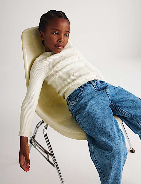 Heart Textured Knitted Top (2-10 Years) - PL