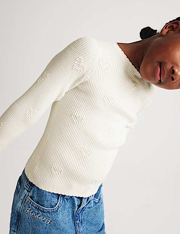Heart Textured Knitted Top (2-10 Years) - PL