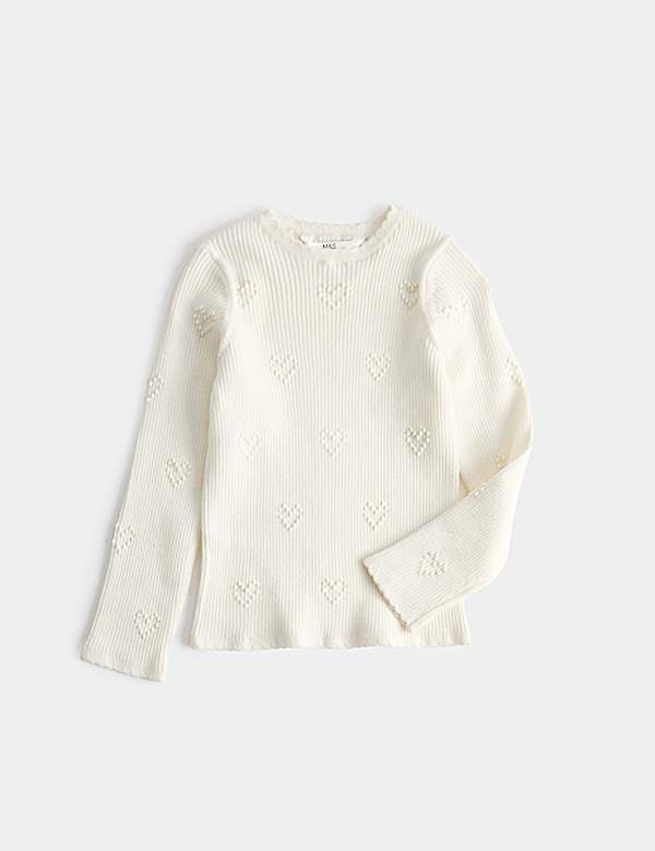 Heart Textured Knitted Top (2-10 Years) - PL