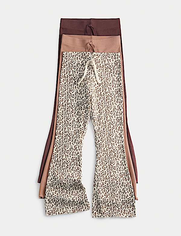 3pk Leopard Print Kickflare Leggings (2-8 Yrs) - PT