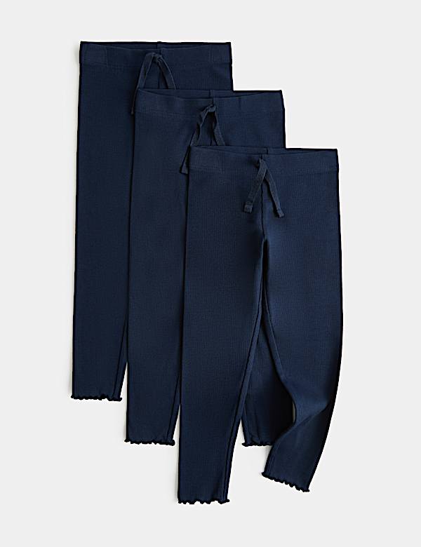 3 Pack Cotton Rich Ribbed Leggings (2-8 Yrs)