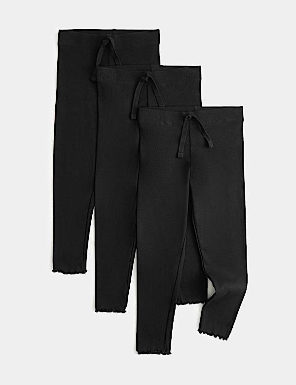 3 Pack Cotton Rich Ribbed Leggings (2-8 Yrs)