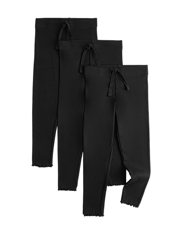 3 Pack Cotton Rich Ribbed Leggings (2-8 Yrs)