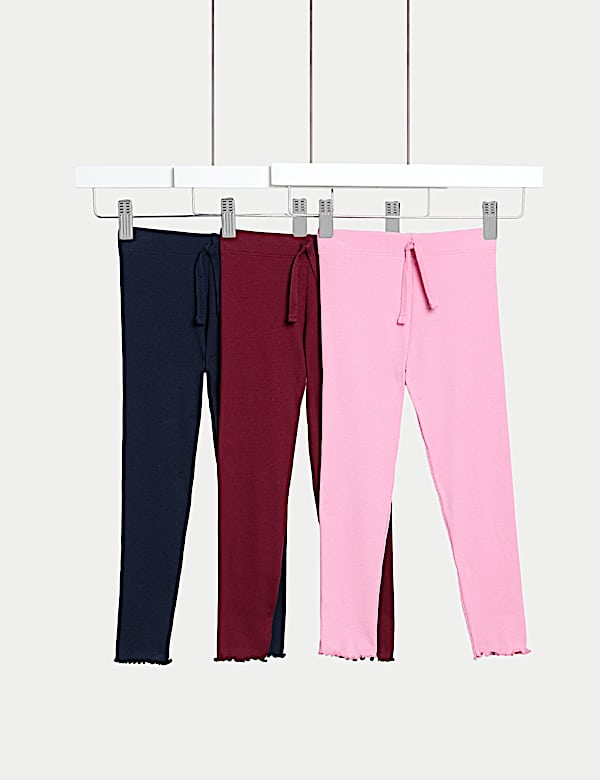 3pk Cotton Rich Ribbed Leggings (2-8 Yrs) - FI