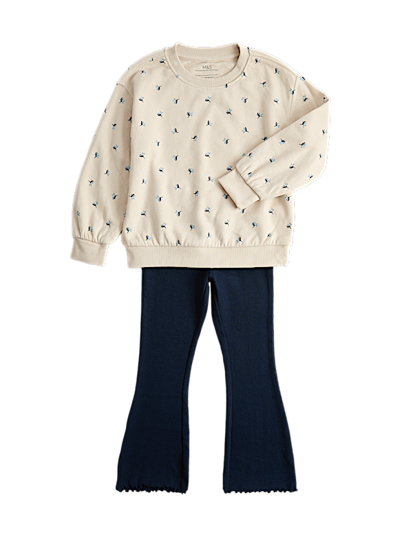 2 Piece Cotton Rich Floral Sweatshirt Outfit (2-8 Yrs)