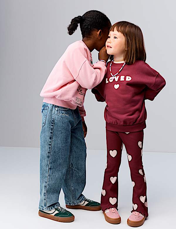 Ensemble 2 pi&egrave;ces en coton sweat-shirt &agrave; motif Loved (du 2 au 8 ans) - CH