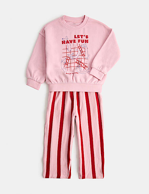 Cotton Rich Graphic Dog Sweatshirt Outfit (2-8 Yrs)