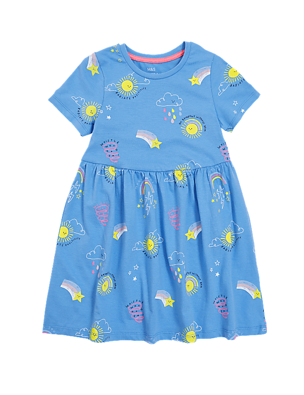 Pure Cotton Printed Crew Neck Dress