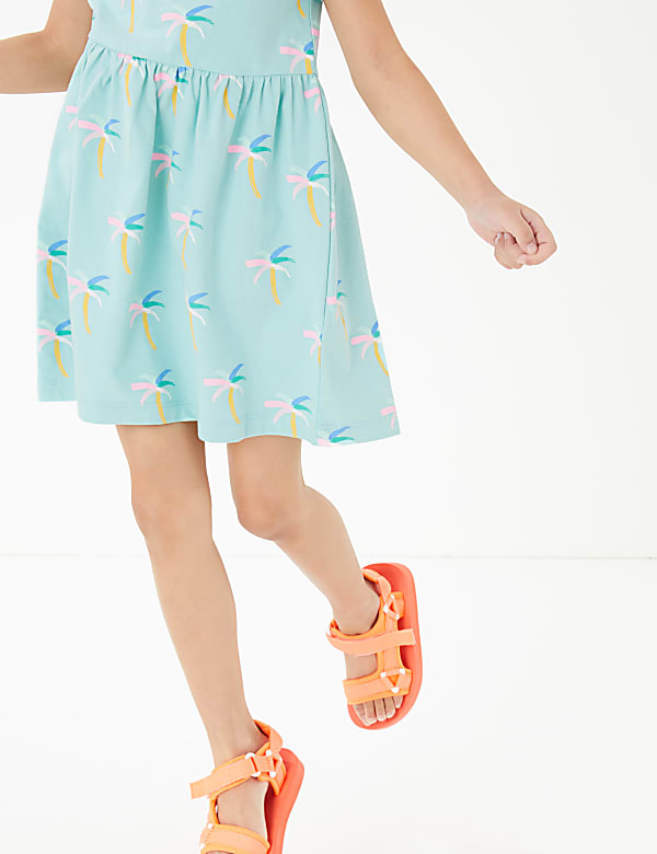 Cotton All Over Palm Print Dress (2-7 Yrs)