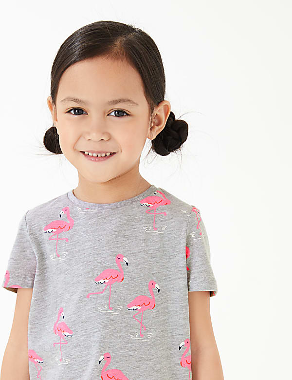 Cotton Flamingo Print T-Shirt (2-7 Yrs)