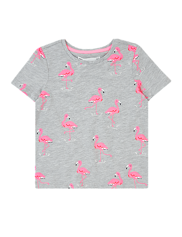 Cotton Flamingo Print T-Shirt (2-7 Yrs)