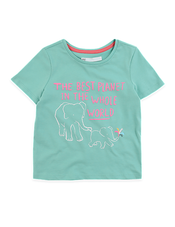 Cotton Elephant Print T-Shirt (2-7 Yrs)