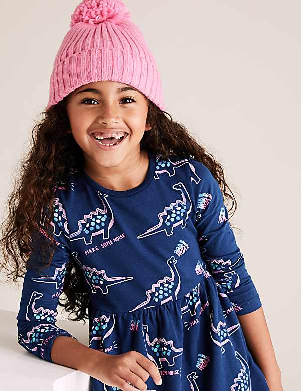 Pure Cotton Dinosaur Print Dress (2-7 Yrs)